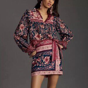 Farm Rio Ainika Charm Overlapped Denim Mini Skirt